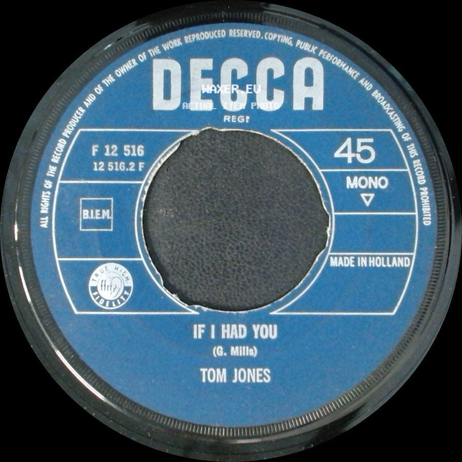 Tom Jones - Green, Green Grass Of Home / If I Had You side B