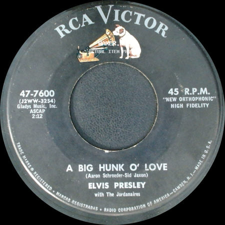 Elvis Presley / Elvis Presley With The Jordanaires - My Wish Came True / A Big Hunk O' Love side B