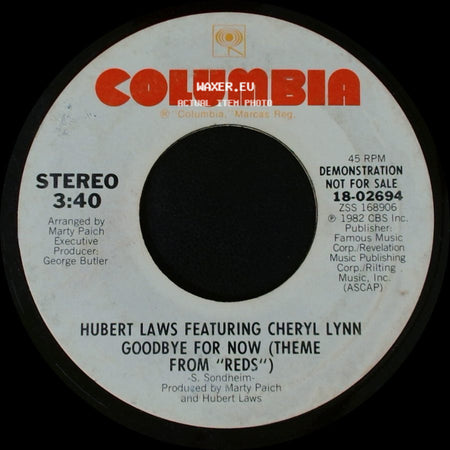 Hubert Laws / Hubert Laws Featuring Cheryl Lynn - Theme From "Reds" (Goodbye For Now) (Instrumental) / Goodbye For Now (Theme From "Reds") side B