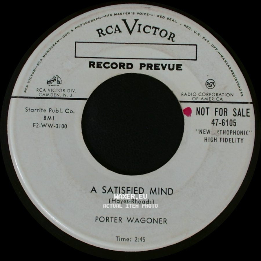 Porter Wagoner - Itchin' For My Baby / A Satisfied Mind side B