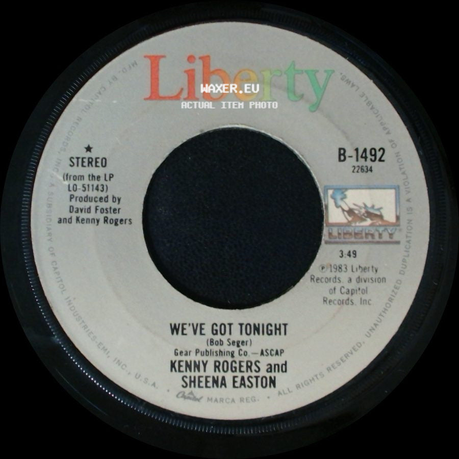 Kenny Rogers / Kenny Rogers And Sheena Easton - You Are So Beautiful / We've Got Tonight side B