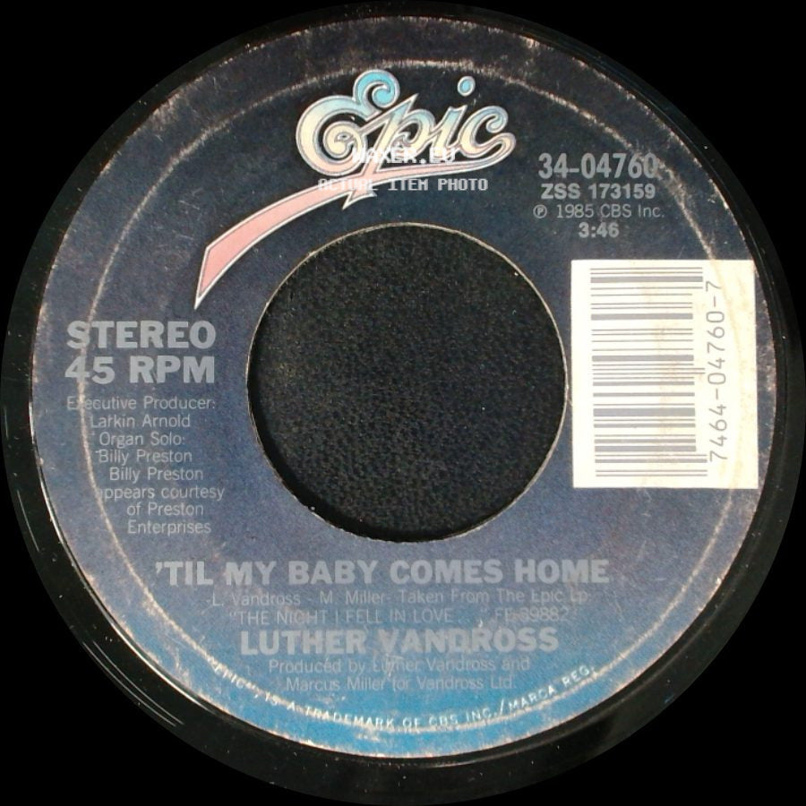Luther Vandross - 'til My Baby Comes Home/Instrumental Version / 'til My Baby Comes Home side B