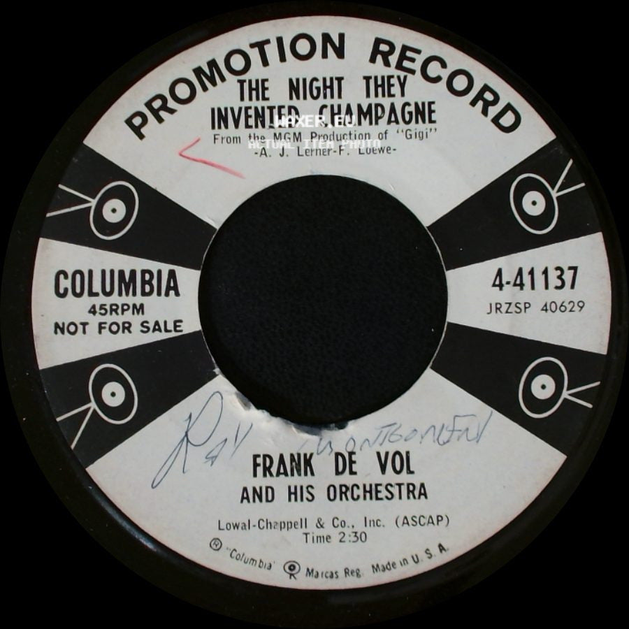 Frank De Vol And His Orchestra - The Night They Invented Champagne / Happy Birthday Polka side A