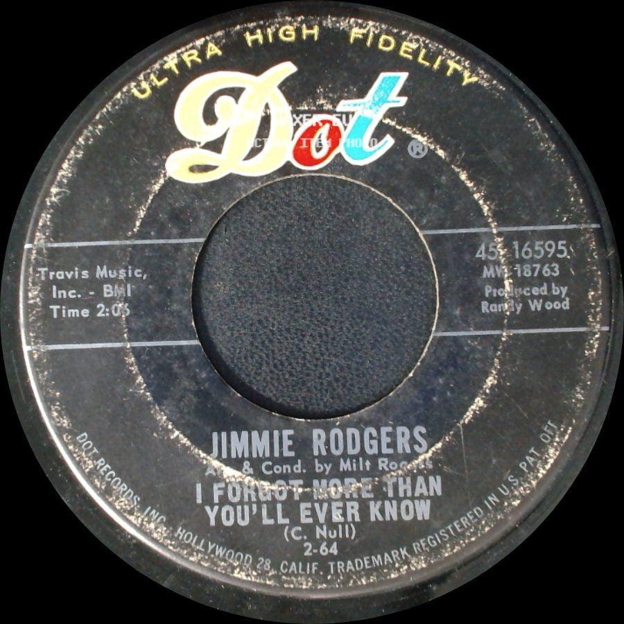 Jimmie Rodgers - The World I Used To Know / I Forgot More Than You'll Ever Know side B