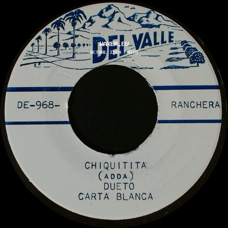 Dueto Carta Blanca - Ojos Negros (Juan Pena) / Chiquitita (Adda) Dueto Carta Blanca side B