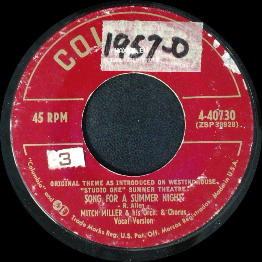 Mitch Miller & His Orch. / Mitch Miller & His Orch. & Chorus - Song For A Summer Night / Song For A Summer Night side B