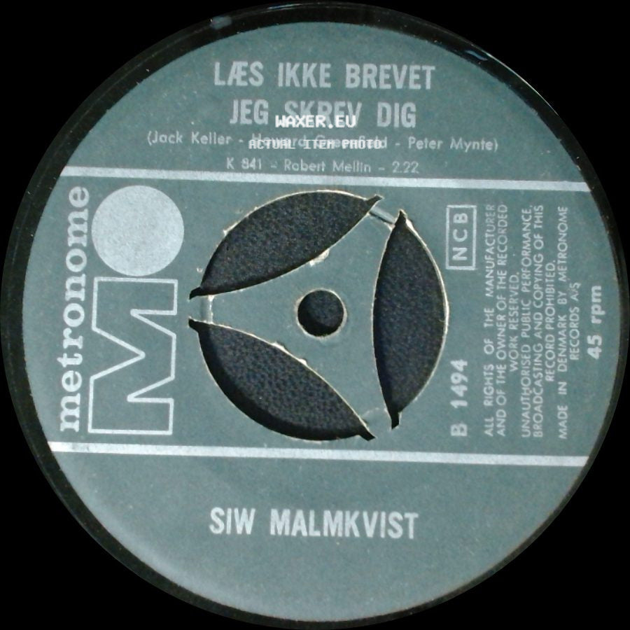 Siw Malmkvist - Der Var En Gang På Trinidad / Læs Ikke Brevet Jeg Skrev Dig side B
