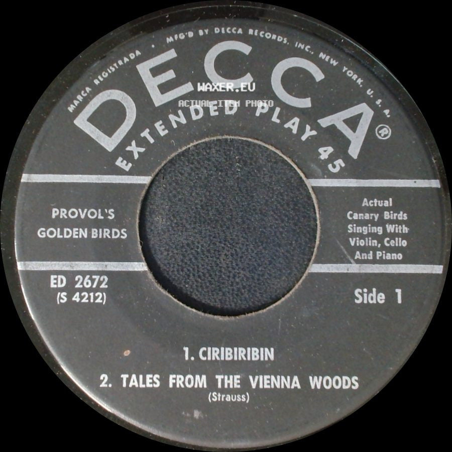 Provol's Golden Birds - 1. Ciribiribin 2. Tales From The Vienna Woods (Strauss) / Unknown Title B side A