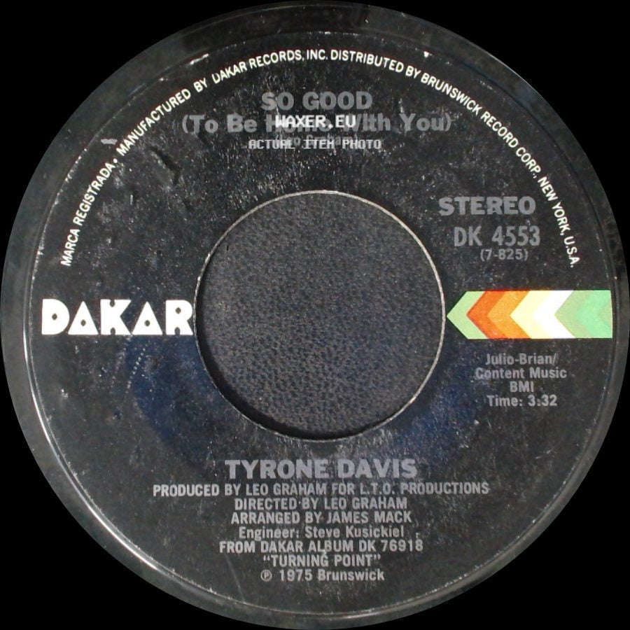 Tyrone Davis - So Good (To Be Home With You) / I Can't Bump side A