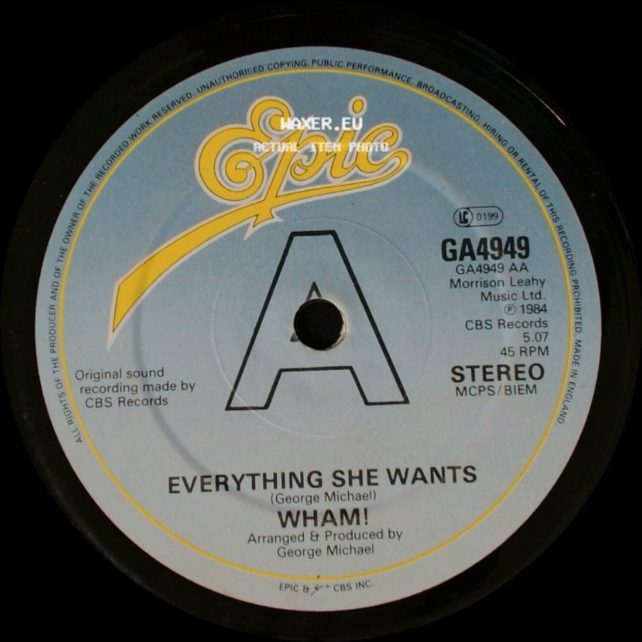 Wham! - Everything She Wants / Last Christmas side A