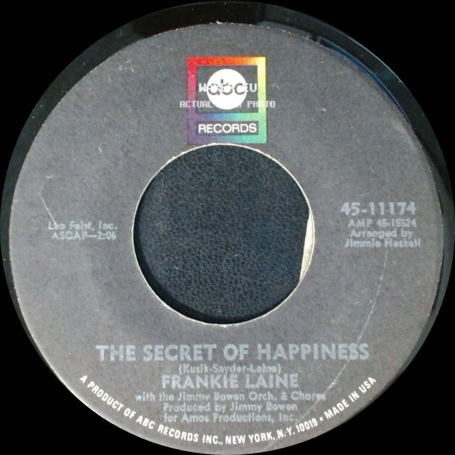 Frankie Laine - The Secret Of Happiness / You Gave Me A Mountain side A
