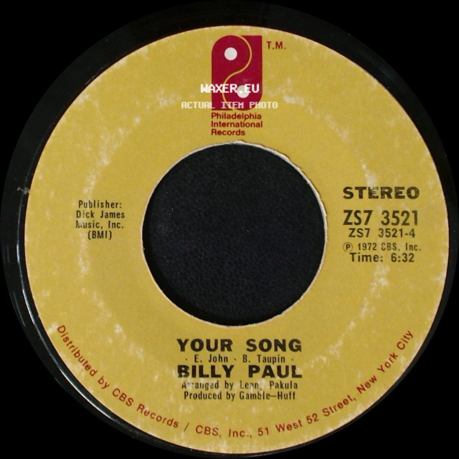 Billy Paul - Me And Mrs. Jones / Your Song side B