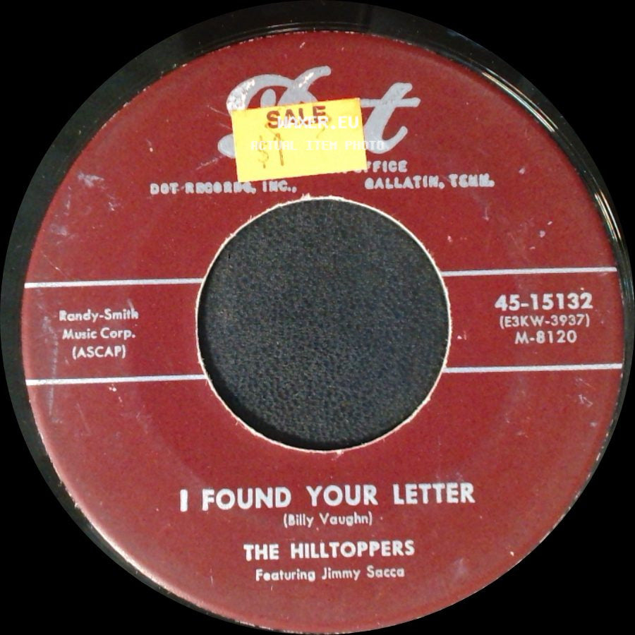 The Hilltoppers Featuring Jimmy Sacca - Till Then / I Found Your Letter side B
