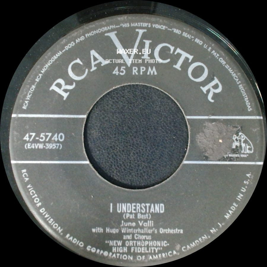 June Valli With Hugo Winterhalter's Orchestra And Chorus / June Valli - I Understand / Love, Tears, And Kisses side A