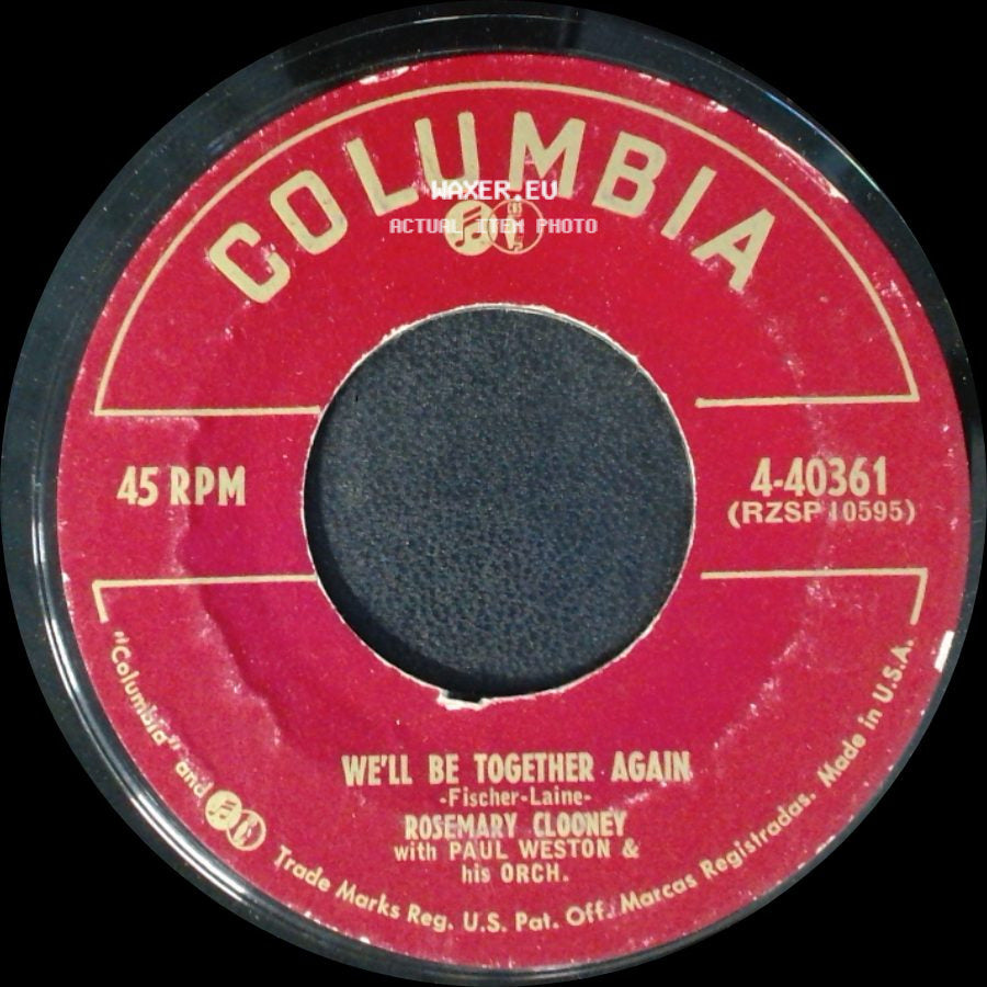 Rosemary Clooney & The Mellomen, Orch. Under Dir. Of Buddy Cole / Rosemary Clooney With Paul Weston & His Orch. - Mambo Italiano / We'll Be Together Again side B