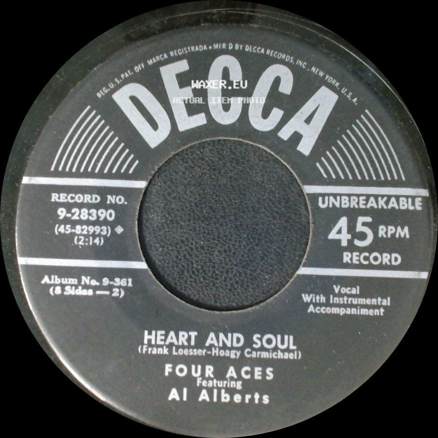 Four Aces Featuring Al Alberts - Just Squeeze Me (But Don't Tease Me) / Heart And Soul side B
