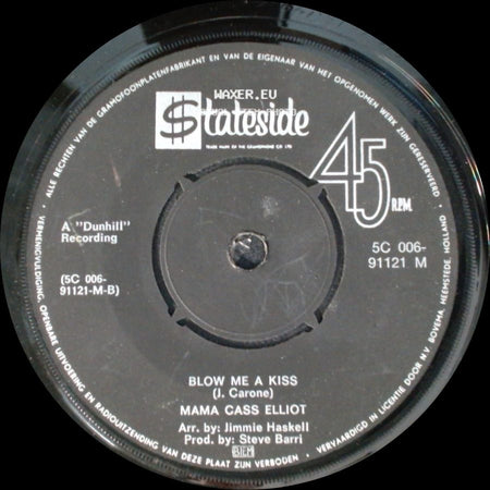 Mama Cass Elliot - Blow Me A Kiss / New World Coming side A