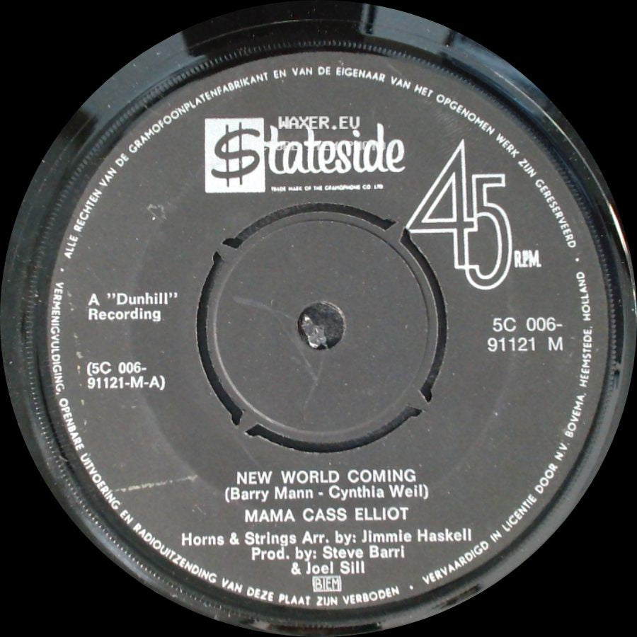 Mama Cass Elliot - Blow Me A Kiss / New World Coming side B