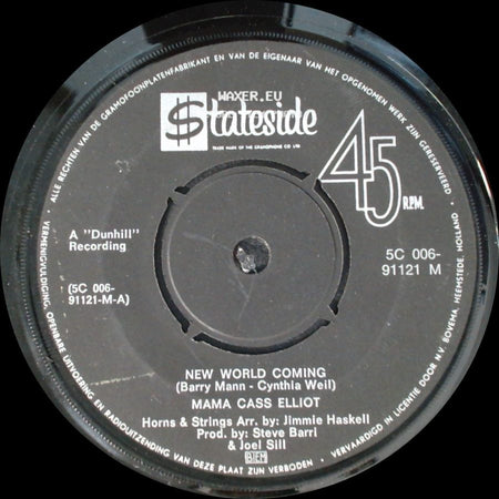 Mama Cass Elliot - Blow Me A Kiss / New World Coming side B
