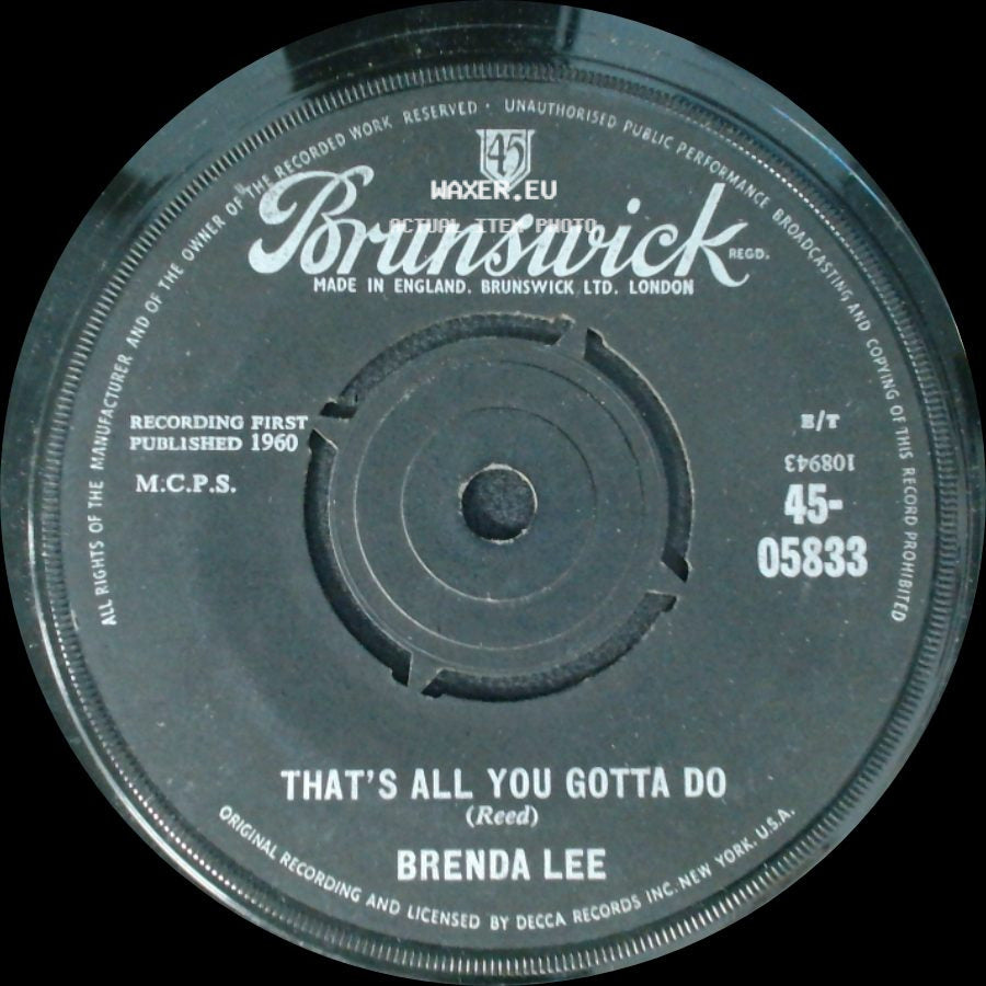 Brenda Lee - That's All You Gotta Do / I'm Sorry side A