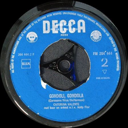 Caterina Valente - Tango Italiano / Gondoli, Gondola side B