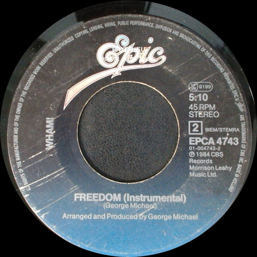 Wham! - Freedom / Freedom (Instrumental) side B