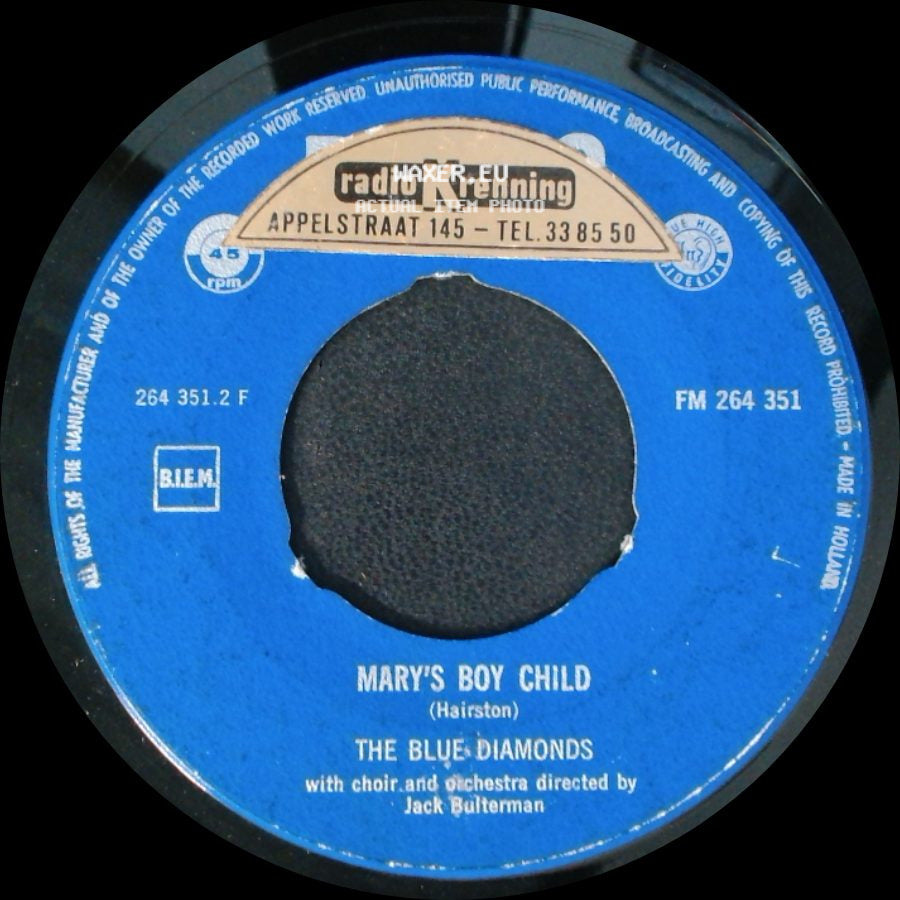 The Blue Diamonds - Silent Night, Holy Night / Mary's Boy Child side B