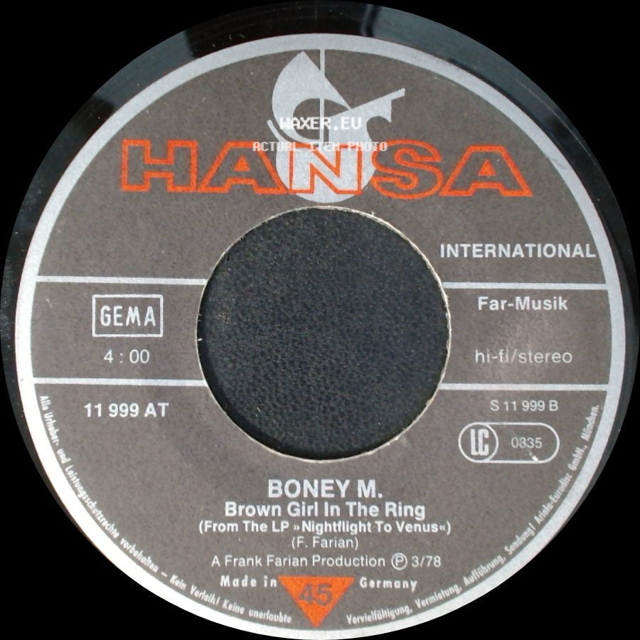 Boney M. - Brown Girl In The Ring / Rivers Of Babylon side A