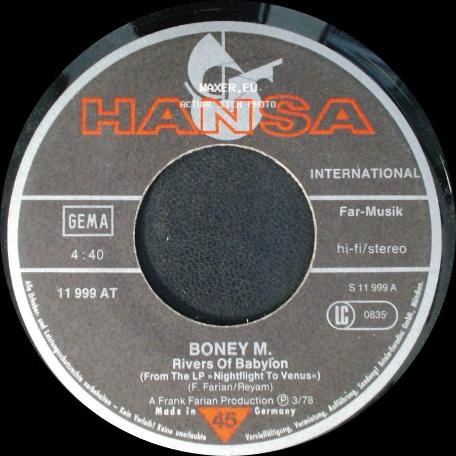 Boney M. - Brown Girl In The Ring / Rivers Of Babylon side B