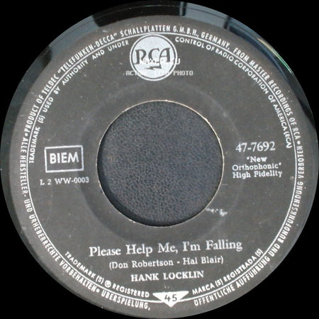 Hank Locklin - My Old Home Town / Please Help Me, I'm Falling side B