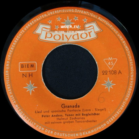 Peter Anders / Peter Anders, Helmut Zacharias - Mama Mia, Du Vergisst Mich Nicht / Granada side B