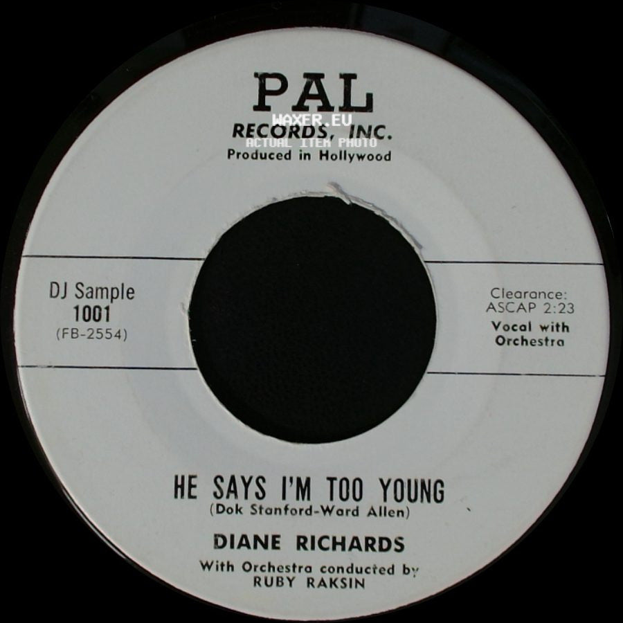Diane Richards - Sentimental Oriental Dream Man / He Says I'm Too Young side B
