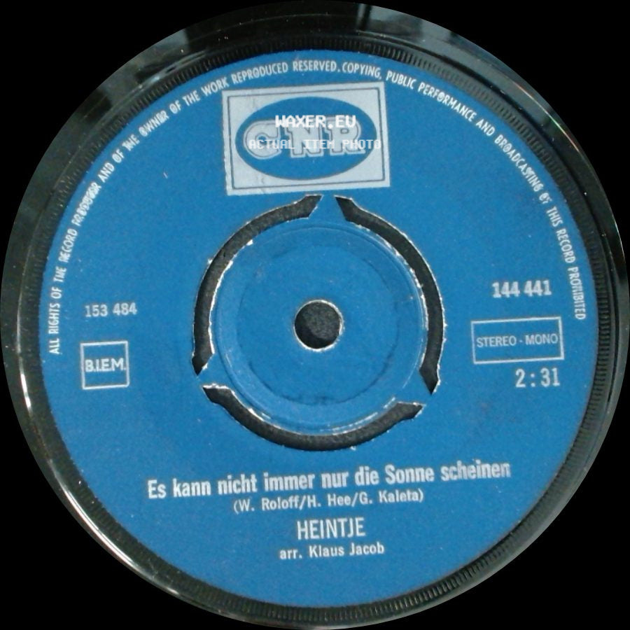 Heintje - Es Kann Nicht Immer Nur Die Sonne Scheinen / Alles Vorbei side A