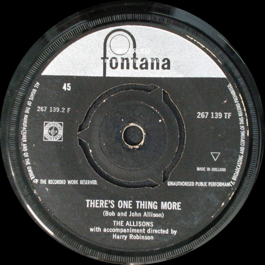 The Allisons - There's One Thing More / Are You Sure side A