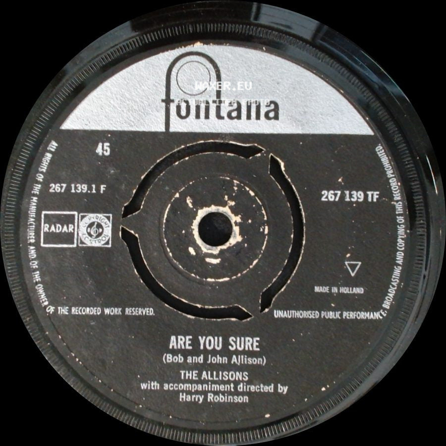 The Allisons - There's One Thing More / Are You Sure side B