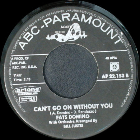 Fats Domino - There Goes (My Heart Again) / Can't Go On Without You side B