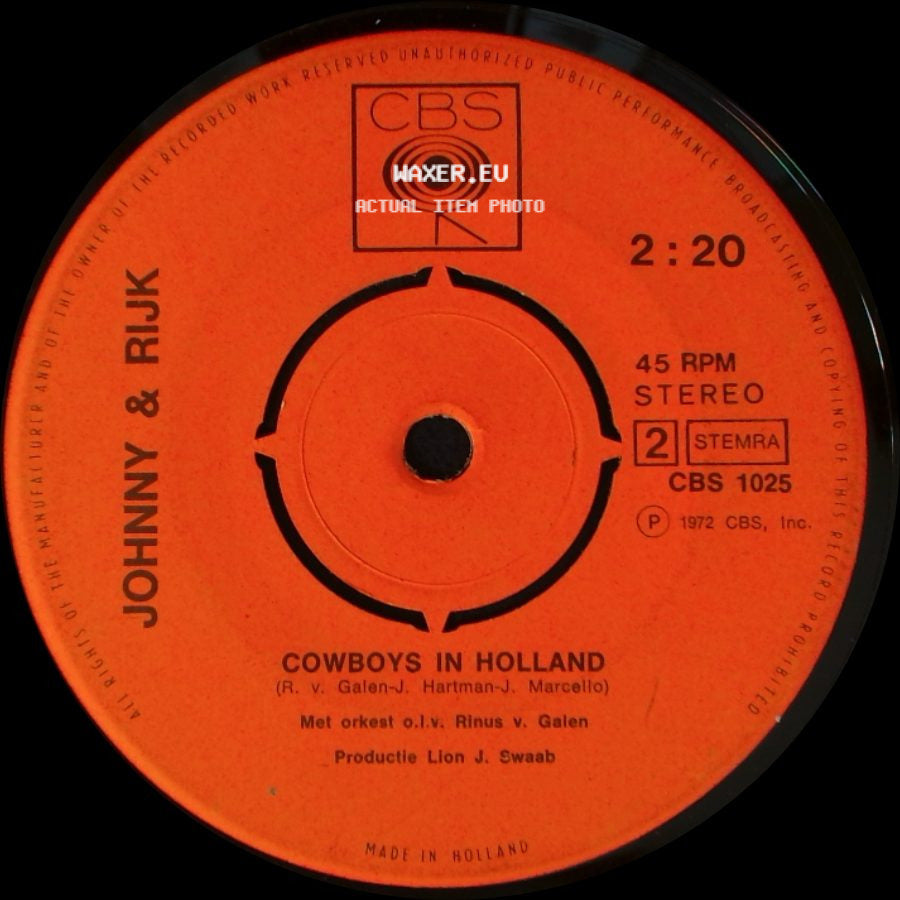 Johnny & Rijk - Geen Paniek / Cowboys In Holland side B