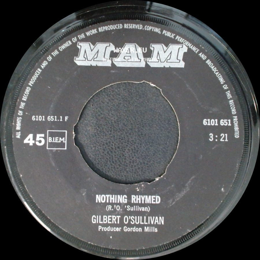 Gilbert O'sullivan - Everybody Knows / Nothing Rhymed side B