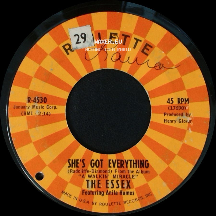 The Essex Featuring Anita Humes / The Essex - Out Of Sight, Out Of Mind / She's Got Everything side B