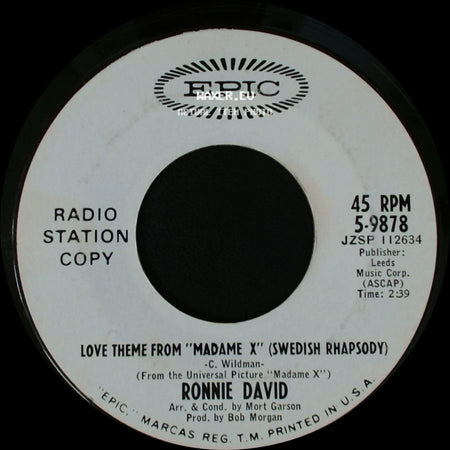 Ronnie David - Fiddler On The Roof / Love Theme From "Madame X" (Swedish Rhapsody) side B