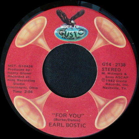 Earl Bostic - "For You" / Just Too Shy side A