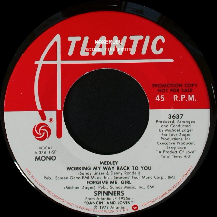 Spinners - Medley Working My Way Back To You / Forgive Me, Girl / Medley Working My Way Back To You / Forgive Me, Girl side A