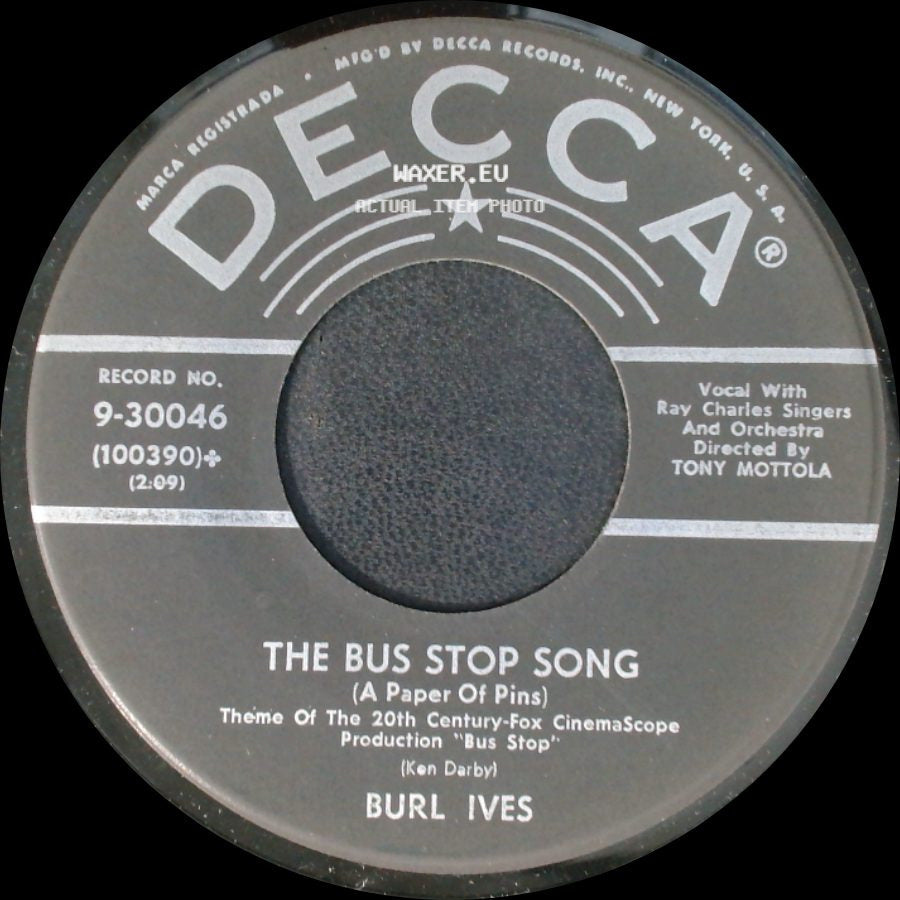 Burl Ives - That's My Heart Strings (That's My Boy) / The Bus Stop Song side B