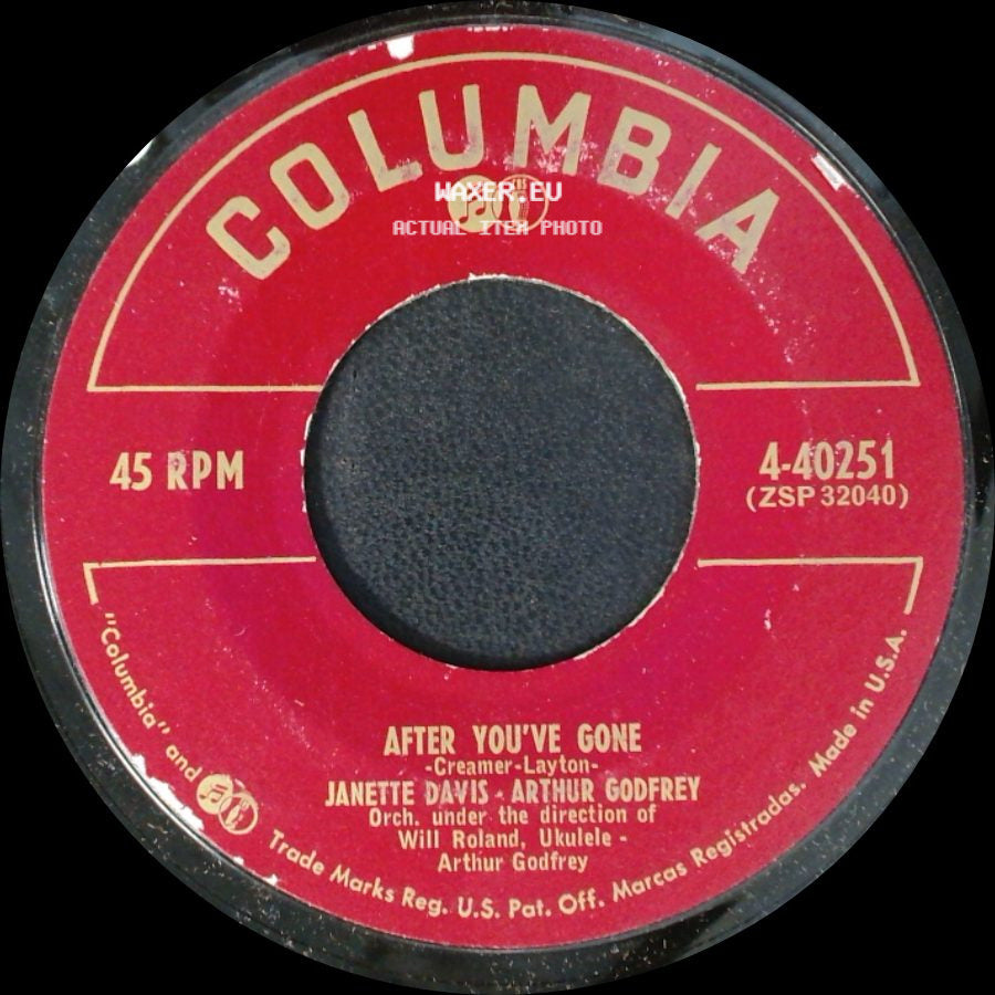 Arthur Godfrey & The Lyn Duddy Singers, Orch. Under Dir. Of Will Roland / Janette Davis / Arthur Godfrey - (We Grow) Too Soon Old - Und Too Late Shmart / After You've Gone side B