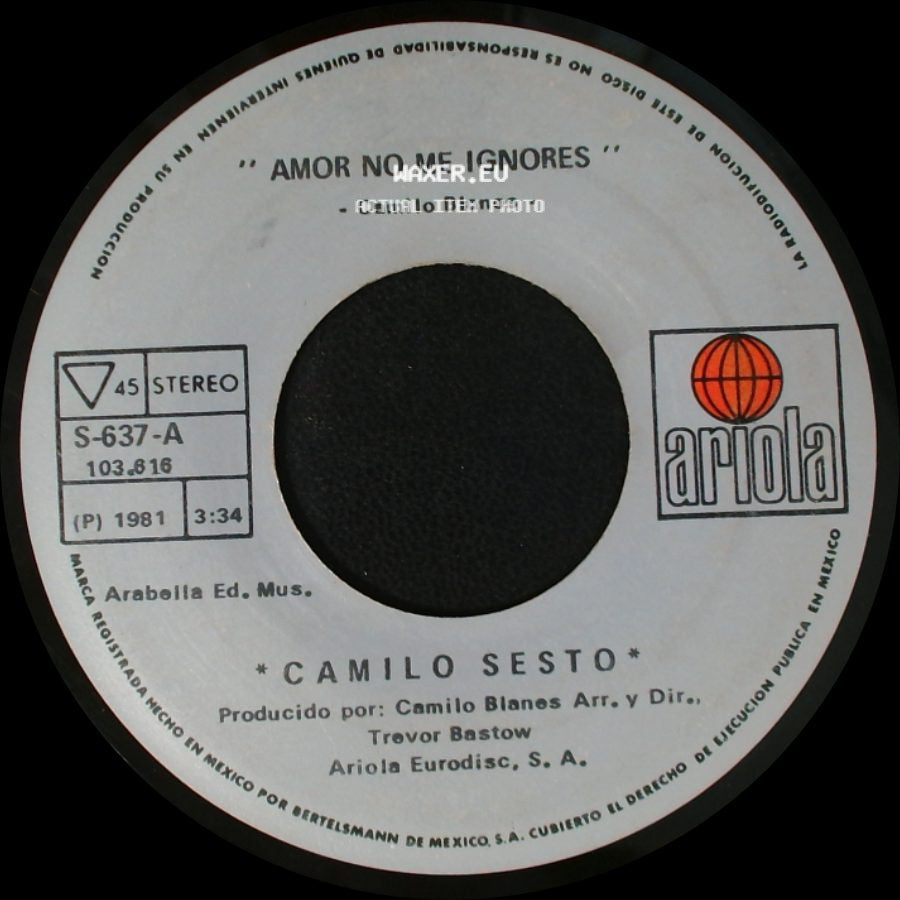 Camilo Sesto - No Sabes Cuanto Te Quiero / Amor No Me Ignores side B