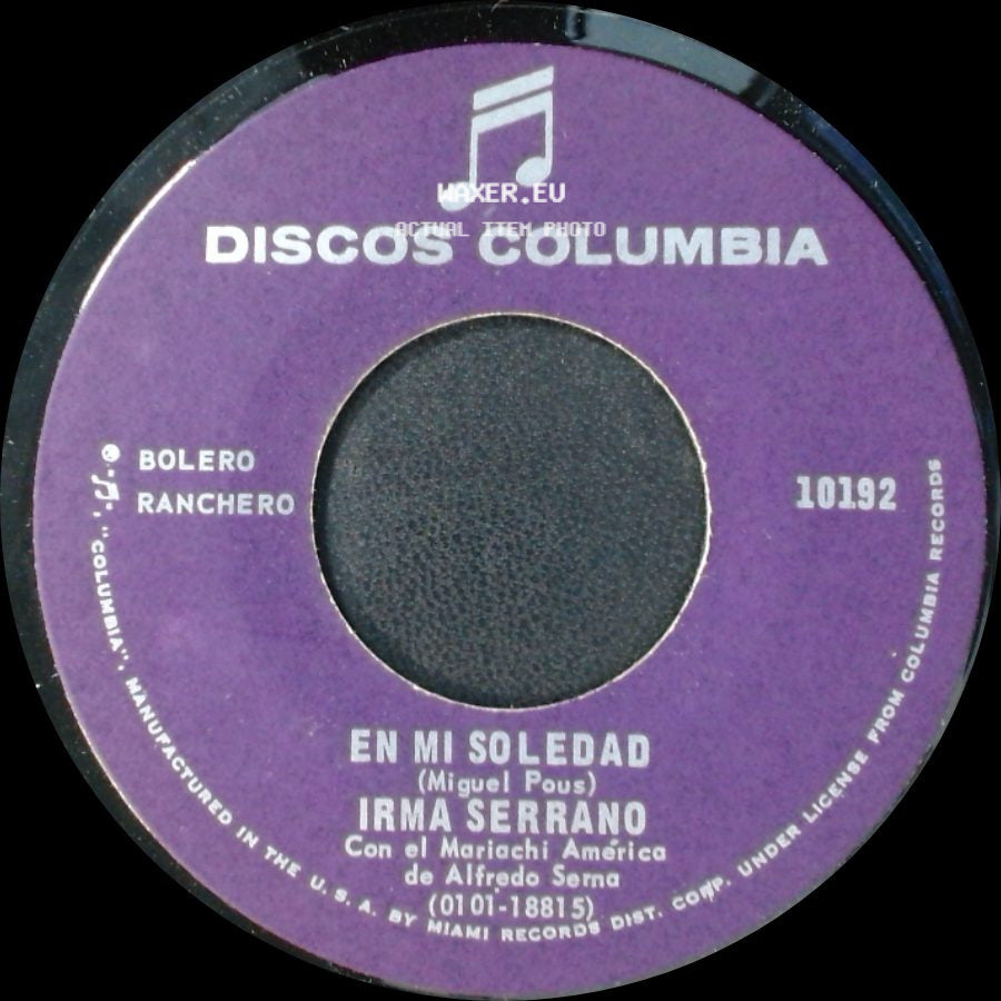 Irma Serrano - La Sonambula / En Mi Soledad side B