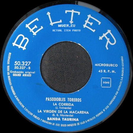 Banda Taurina - Pasodobles Toreros / Pasodobles Toreros side B