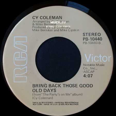 Cy Coleman - Chloe / Bring Back Those Good Old Days side B