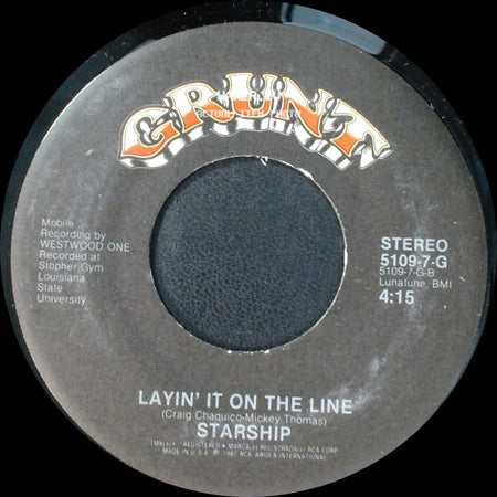 Starship - Nothing's Gonna Stop Us Now / Layin' It On The Line side B
