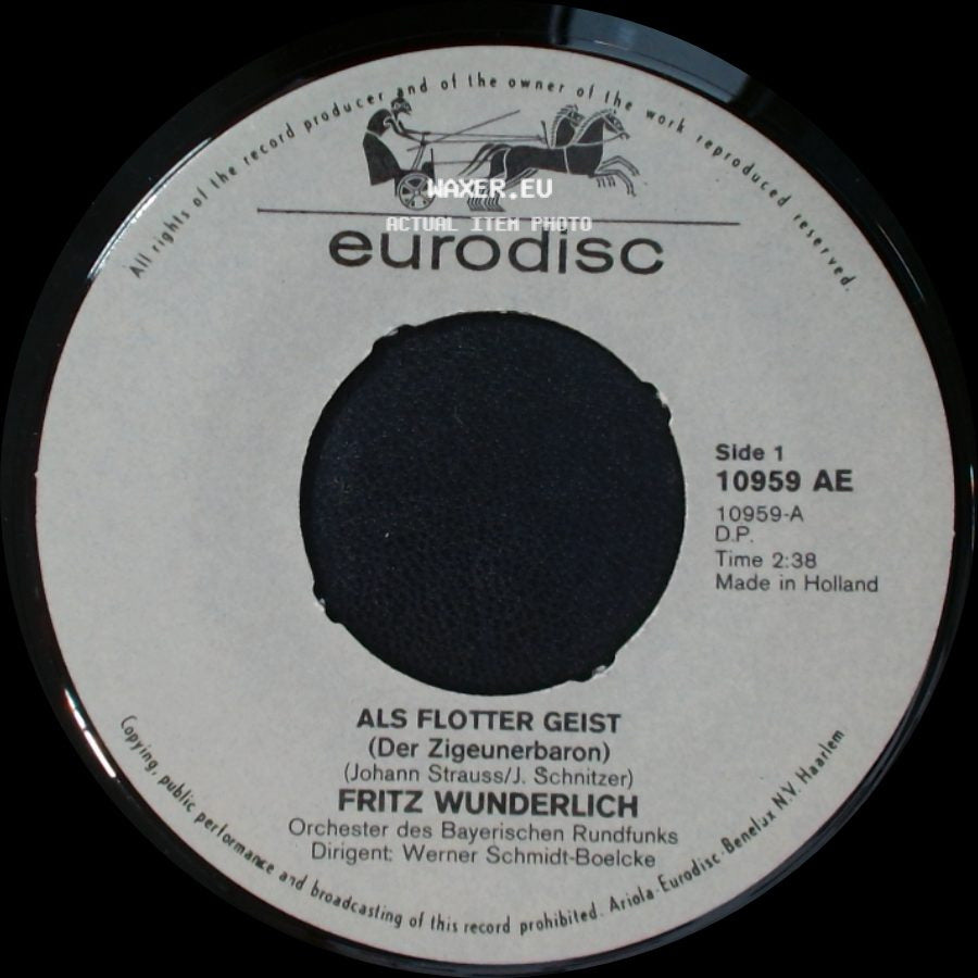 Fritz Wunderlich - Als Flotter Geist (Der Zigeunerbaron) / Grüss' Euch Got, Alle Miteinander (Der Vogelnandler) side A